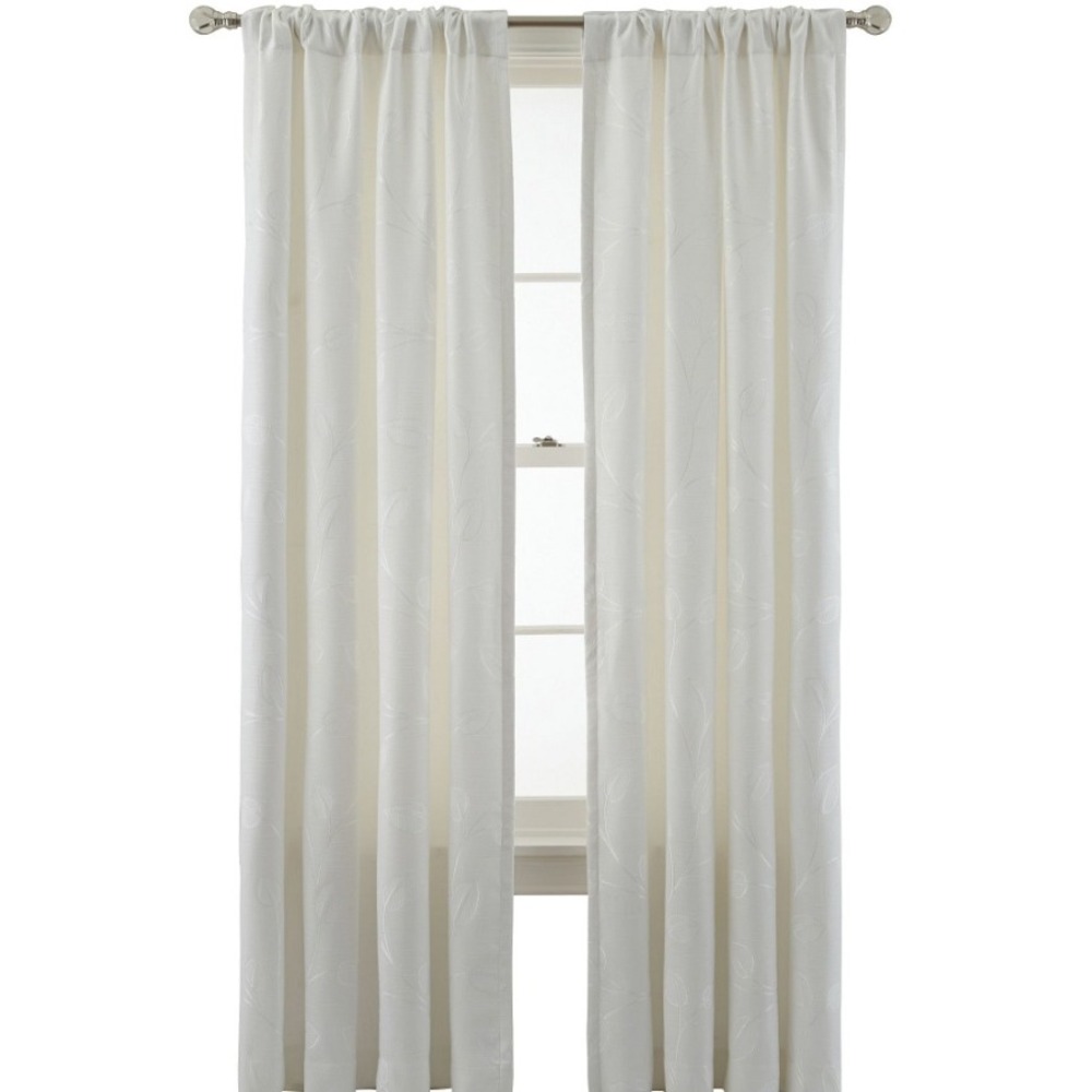 MarthaWindow Hampton Leaf Grommet Curtain Panel 50x84 Cool White Energy Saving